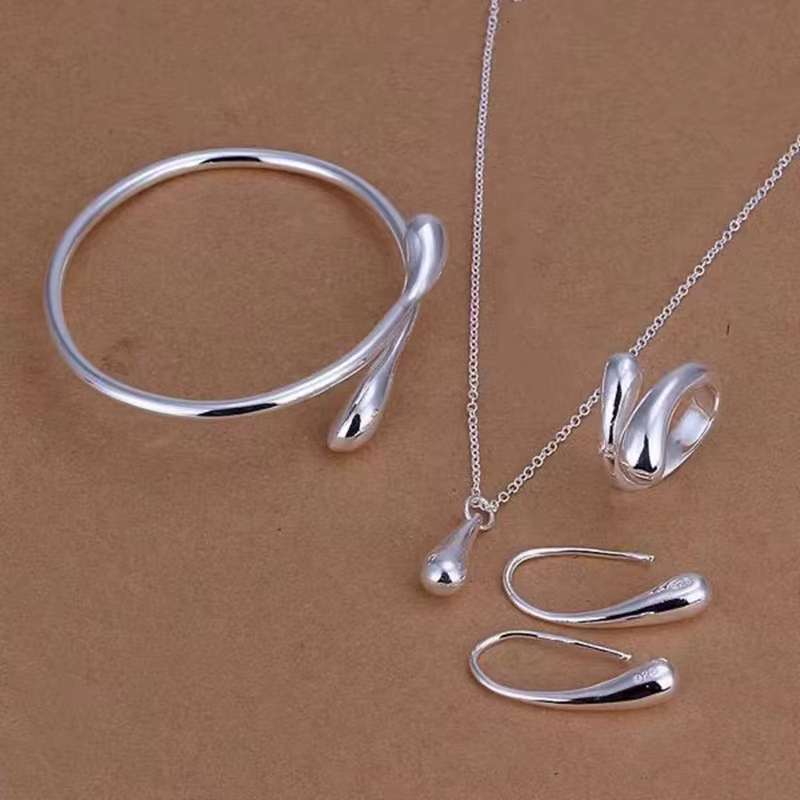 Ensemble de bijoux de luxe en forme de larme en argent Sterling 925 pour femmes