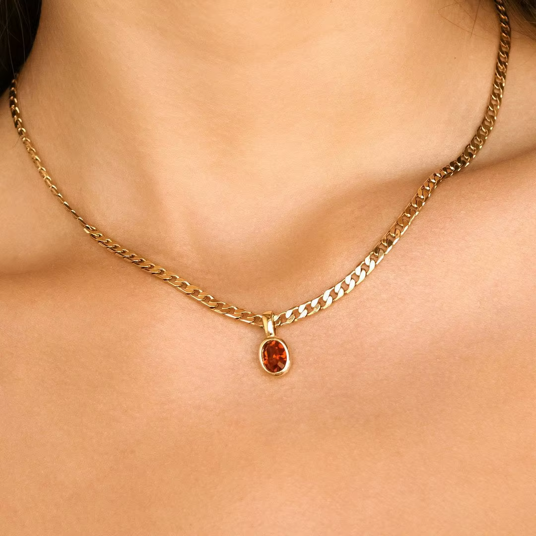 Collier pendentif ovale multicolore en pierre naturelle pour femmes