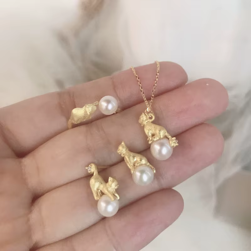 Ensemble de bijoux en perles de chats pour femmes