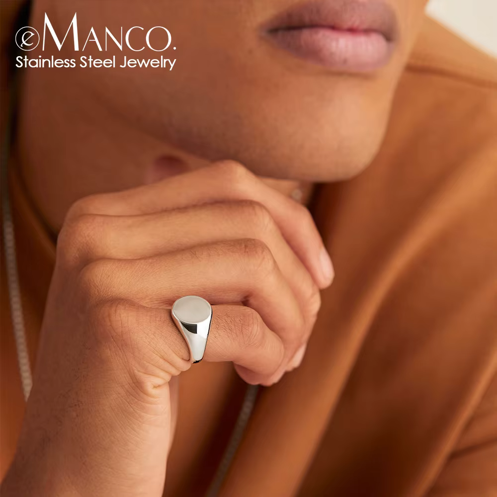 Bague ronde minimaliste en acier inoxydable pour femme EManco