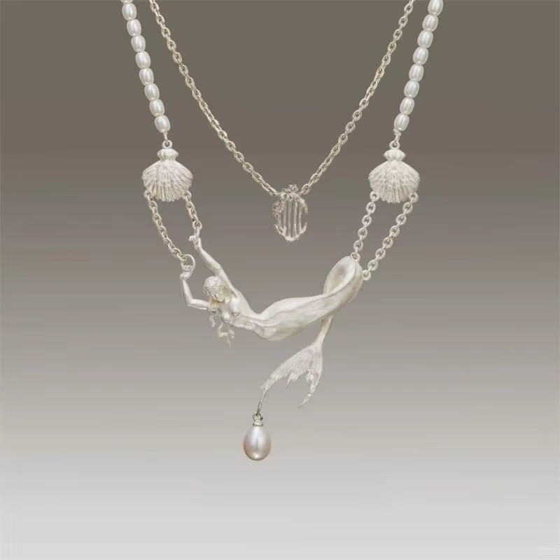 Collier sirène de style vintage pour hommes et femmes