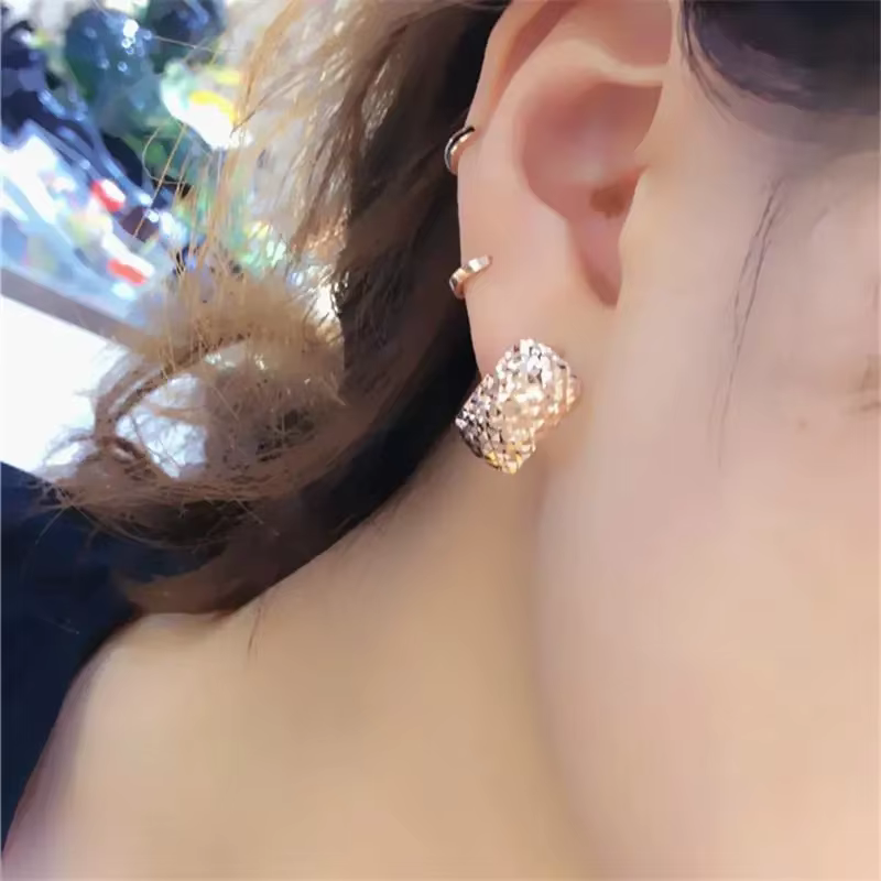 Boucles d'oreilles gypsophile brillantes plaquées or rose violet 14 carats pour femmes