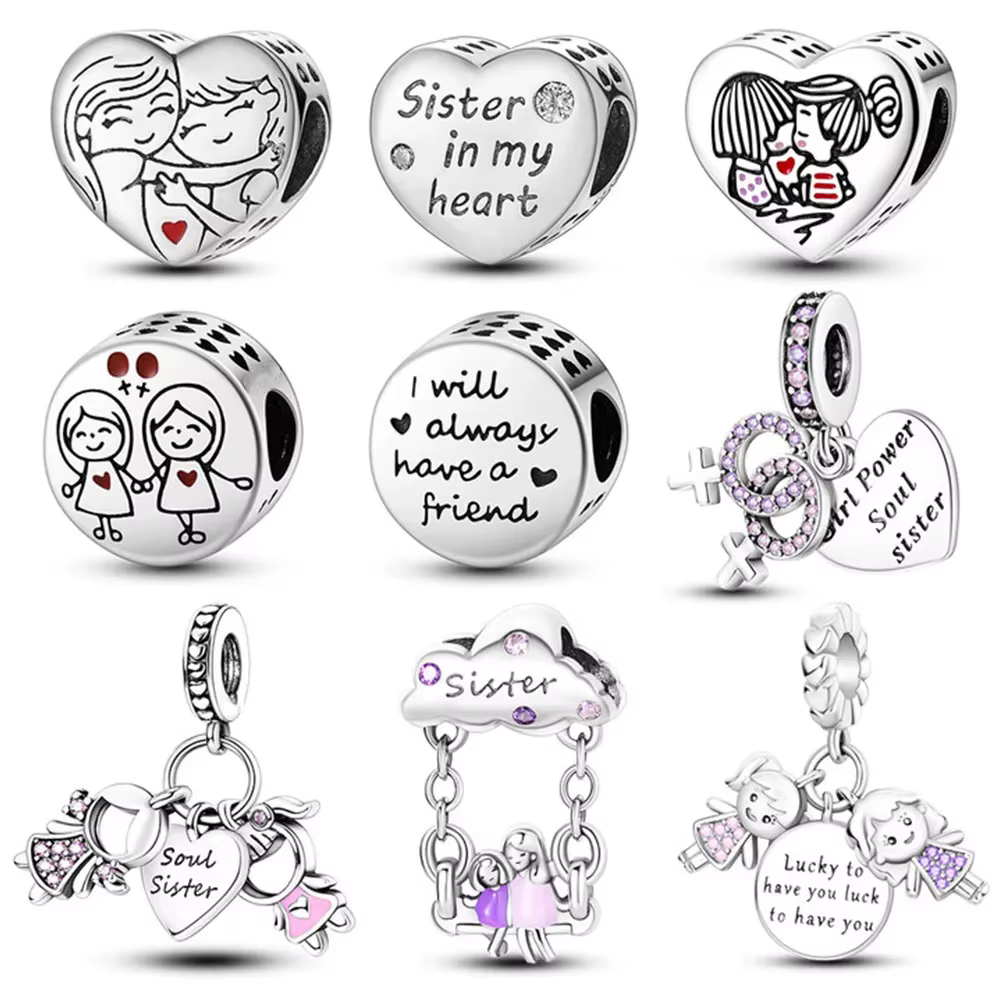 Argent plaqué sœur dans mon coeur ami amitié perle breloque ajustement Bracelet perles couleur femmes fabrication de bijoux amour cadeau