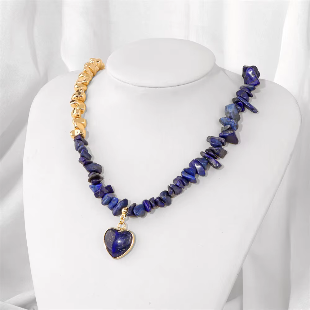 2025 nouveau coeur pierre pendentif collier puce irrégulière