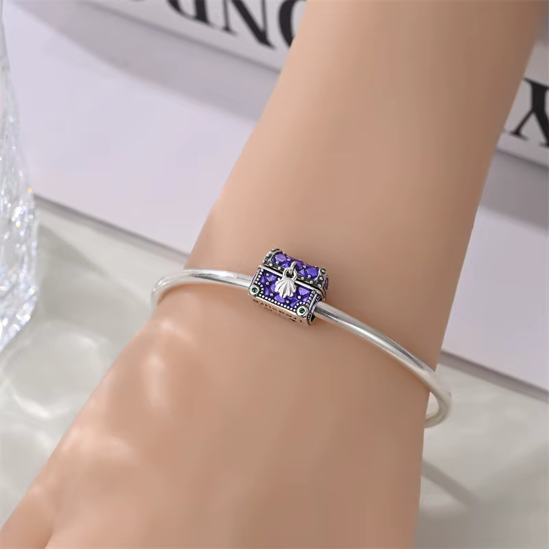 Breloques en argent sterling 925 en forme de boîte au trésor