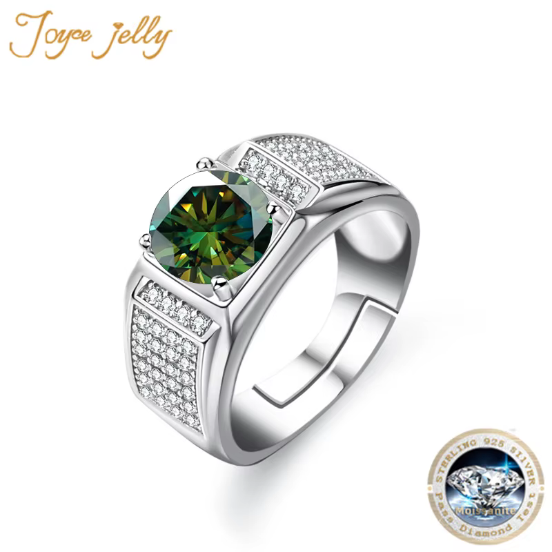 Magnifique bague Moissanite en argent regardé 925 pour hommes