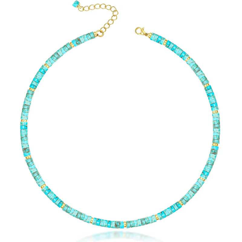 Heishi Style pierres précieuses perles naturelles collier ras du cou perlé pour femmes