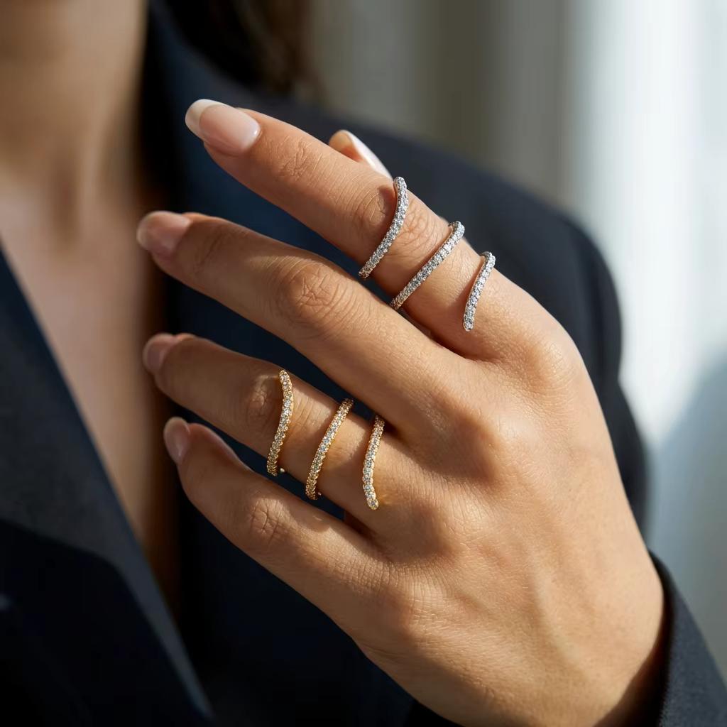 Bague élégante en forme de vigne géométrique pour femme