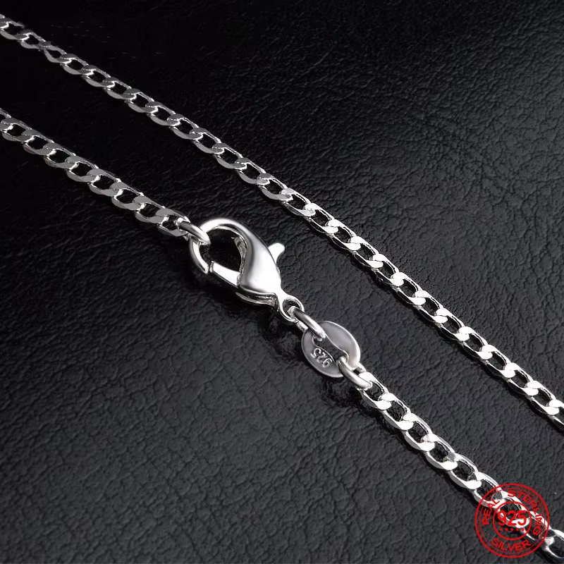 Chaîne de collier plate en or 18 carats de 2 mm pour femmes et hommes