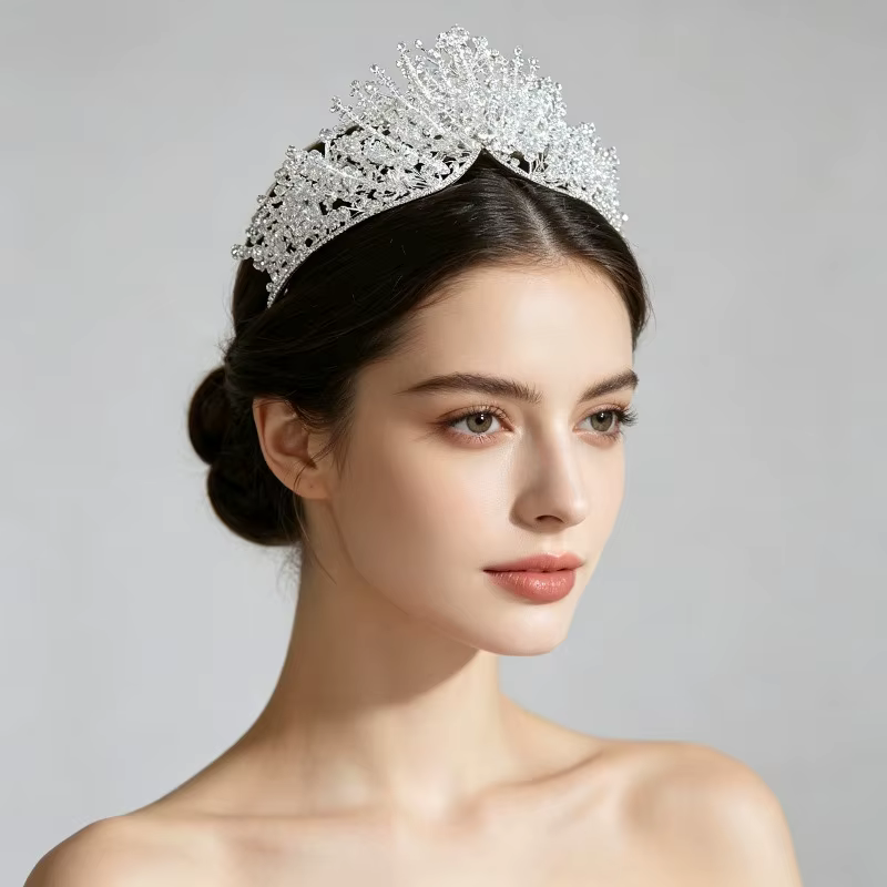 Coiffure couronne perlée