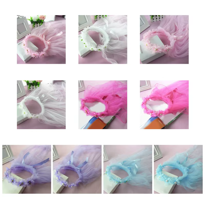 Couvre-chef en voile de fleurs pour filles
