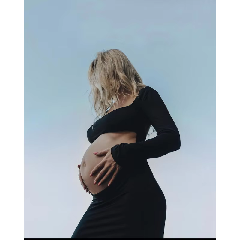 ALTEROutfit-Robe extensible à ventre ouvert, robe longue pour séance photo