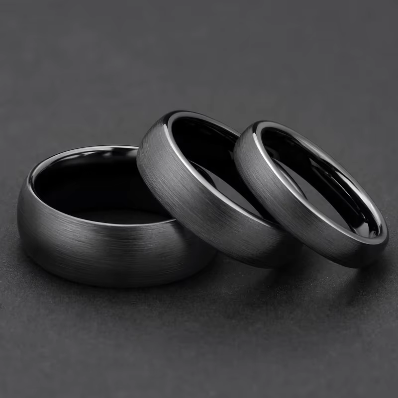 Kolmnsta céramique brossé noir anneau pour hommes femmes 4mm 6mm 8mm de large mâle bague de mariage mat anillos mujer