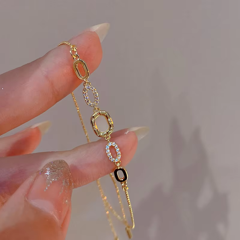 Bracelet géométrique de luxe en Zircon plaqué or pour femmes