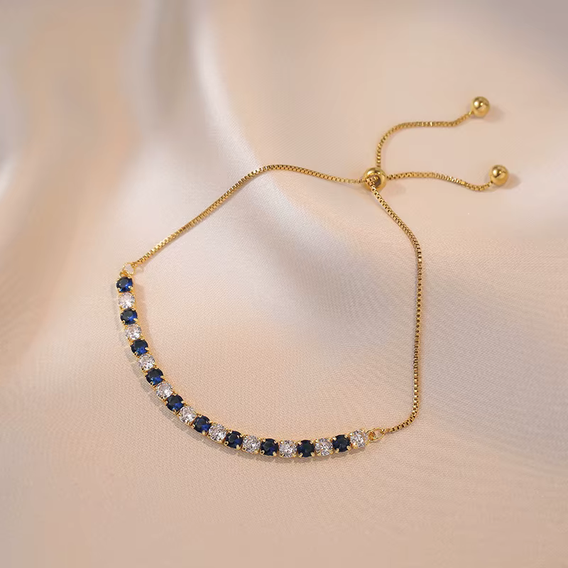 Bracelets ronds en pierre blanche bleu Royal pour femmes