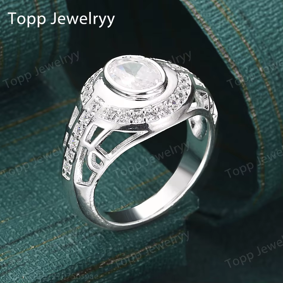 Nouvelle bague en argent sterling 925 avec zircon rond, bijoux de mode pour hommes et femmes, cadeau de Noël pour couples, bijoux de mariage