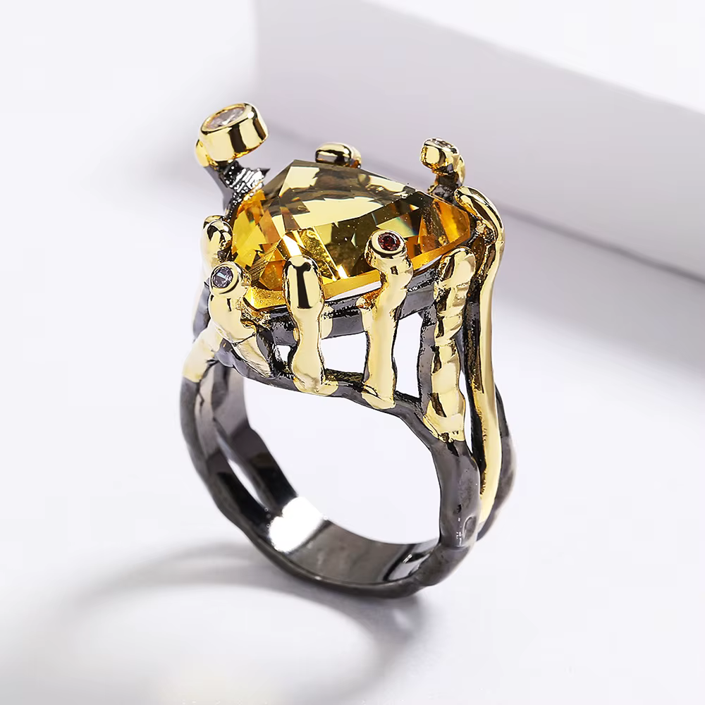 Bague en Zircon jaune exagéré