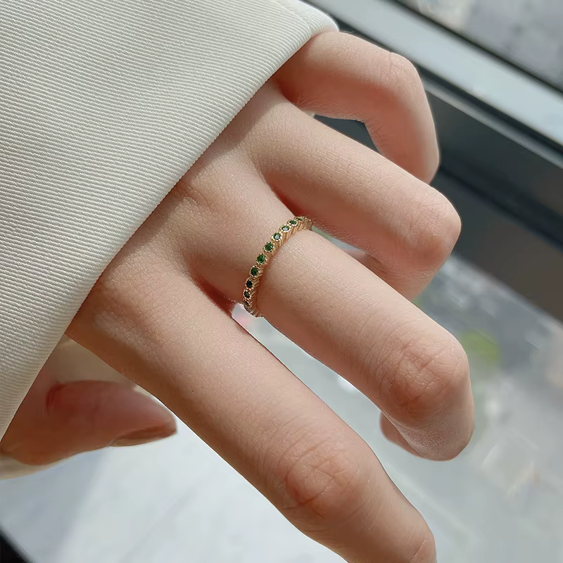 Bague en argent Sterling 925 et Zircon vert pour femme