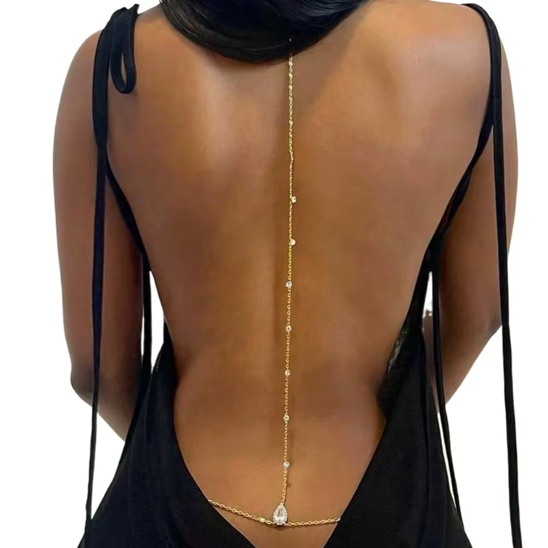 Mariée dos nu strass goutte d'eau corps chaîne ventre taille collier pour femmes maman petite amie été plage