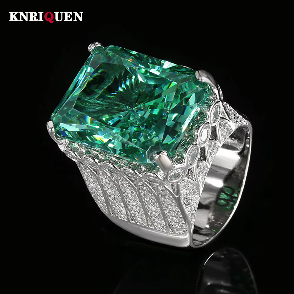 Bague en diamant de laboratoire Tourmaline verte Paraiba