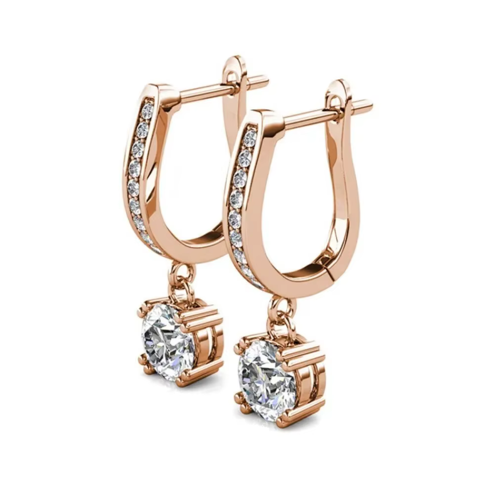 Boucles d'oreilles pendantes élégantes avec cristaux Swarovski