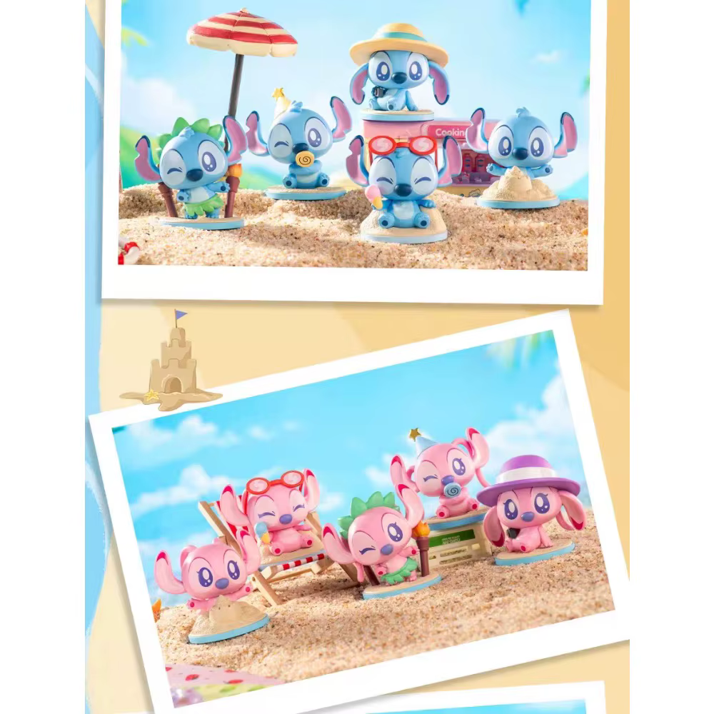 Stitch et Angel : Collection de figurines Disney Surprise Beach Adventure Series – Mini jouets