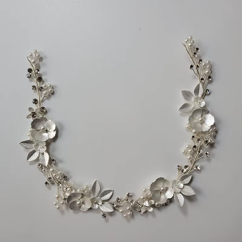 SLBRIDAL strass faits à la main perles de cristal feuille florale mariée mariage diadème bandeau chapeaux femmes bijoux cheveux accessoires