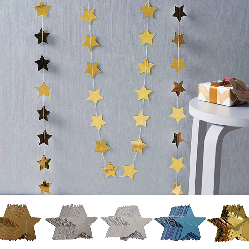 4M étoile guirlande 7cm 10cm papier étoiles Streamer paillettes bruant pour fête d'anniversaire décoration enfants chambre décor bébé douche fournitures