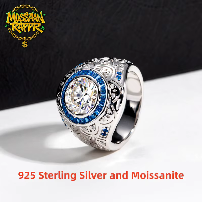 3ct D couleur Moissanite hommes bague en diamant 925 en argent Sterling Vintage luxe Hip Hop anneaux bijoux fins