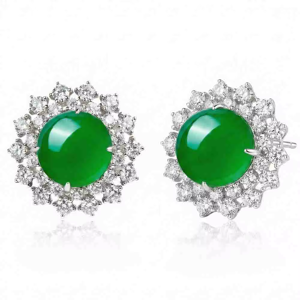 WUIHA 925 argent Sterling naturel Jade diamants à haute teneur en carbone pierres précieuses boucles d'oreilles clous d'oreille bijoux fins en gros livraison directe