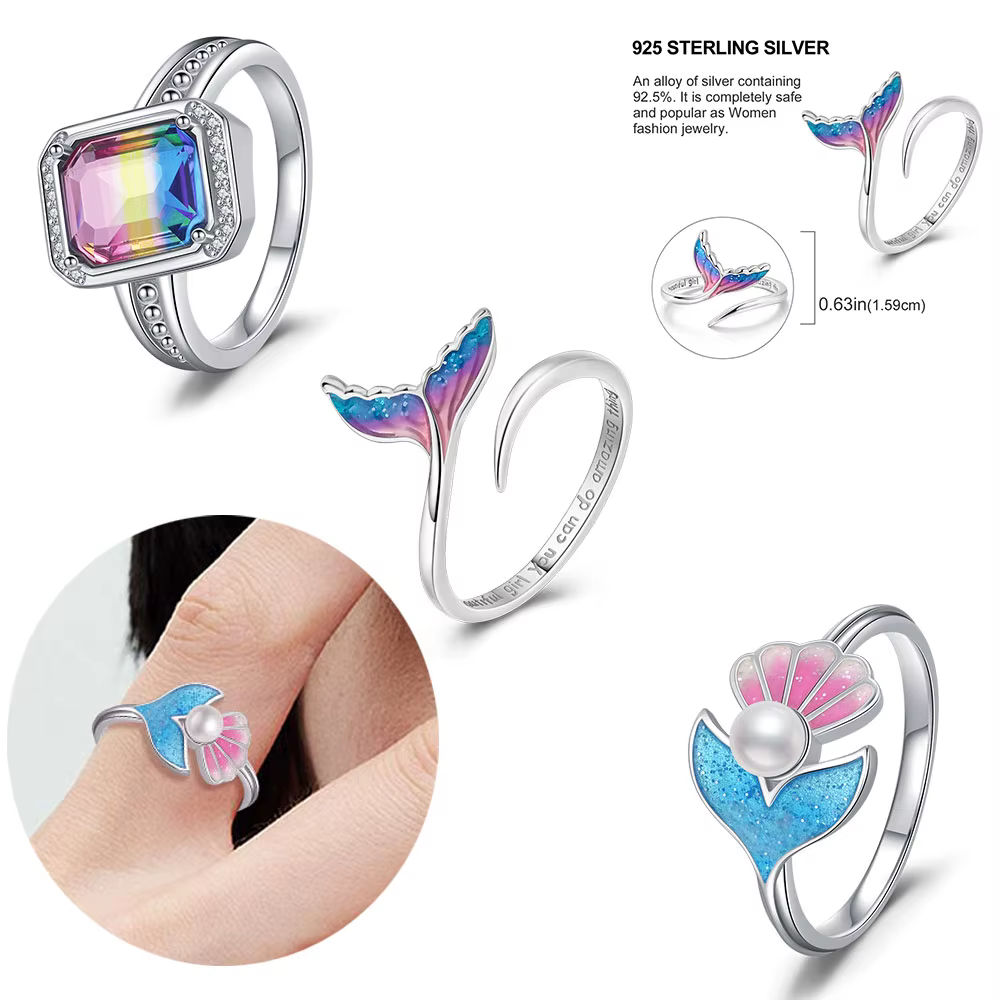 Nouvelle bague en forme de cœur en argent Sterling 925 pour femmes
