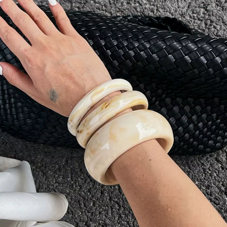 Ingemark 3 pièces/ensemble Vintage Beige résine Bracelets pour femme à portée de main 2025 nouvelle tendance Boho