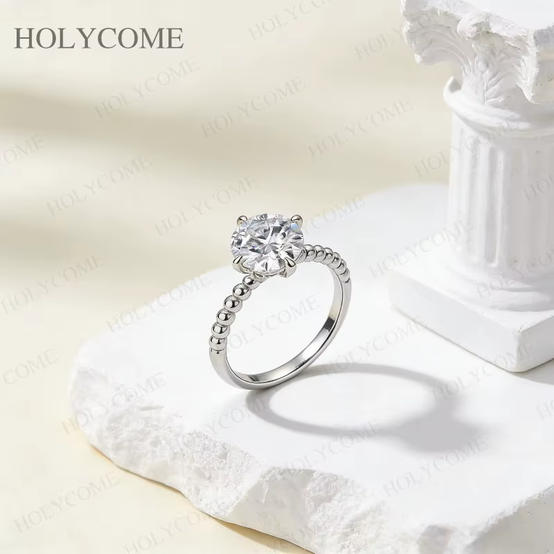 Bague de fiançailles en moissanite à 4 griffes 2CT et 3CT en argent sterling 925 couleur D VVS1