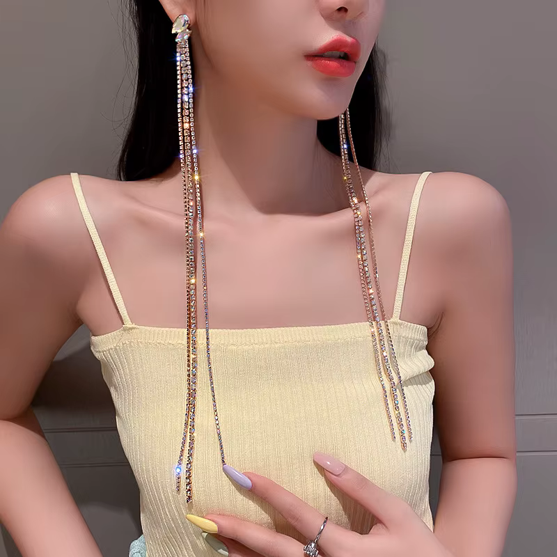 Boucles d'oreilles géométriques colorées en strass DREJEW pour femmes