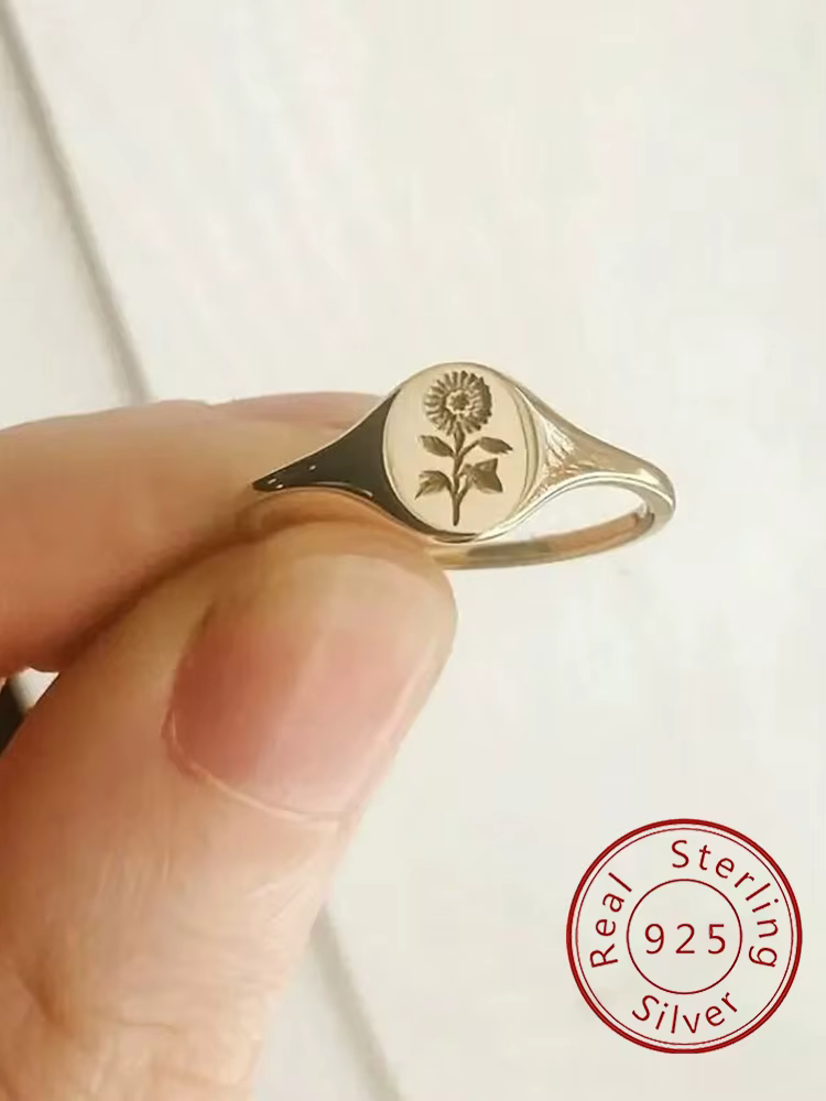 Bague tournesol avancée en argent Sterling 925 pour femmes