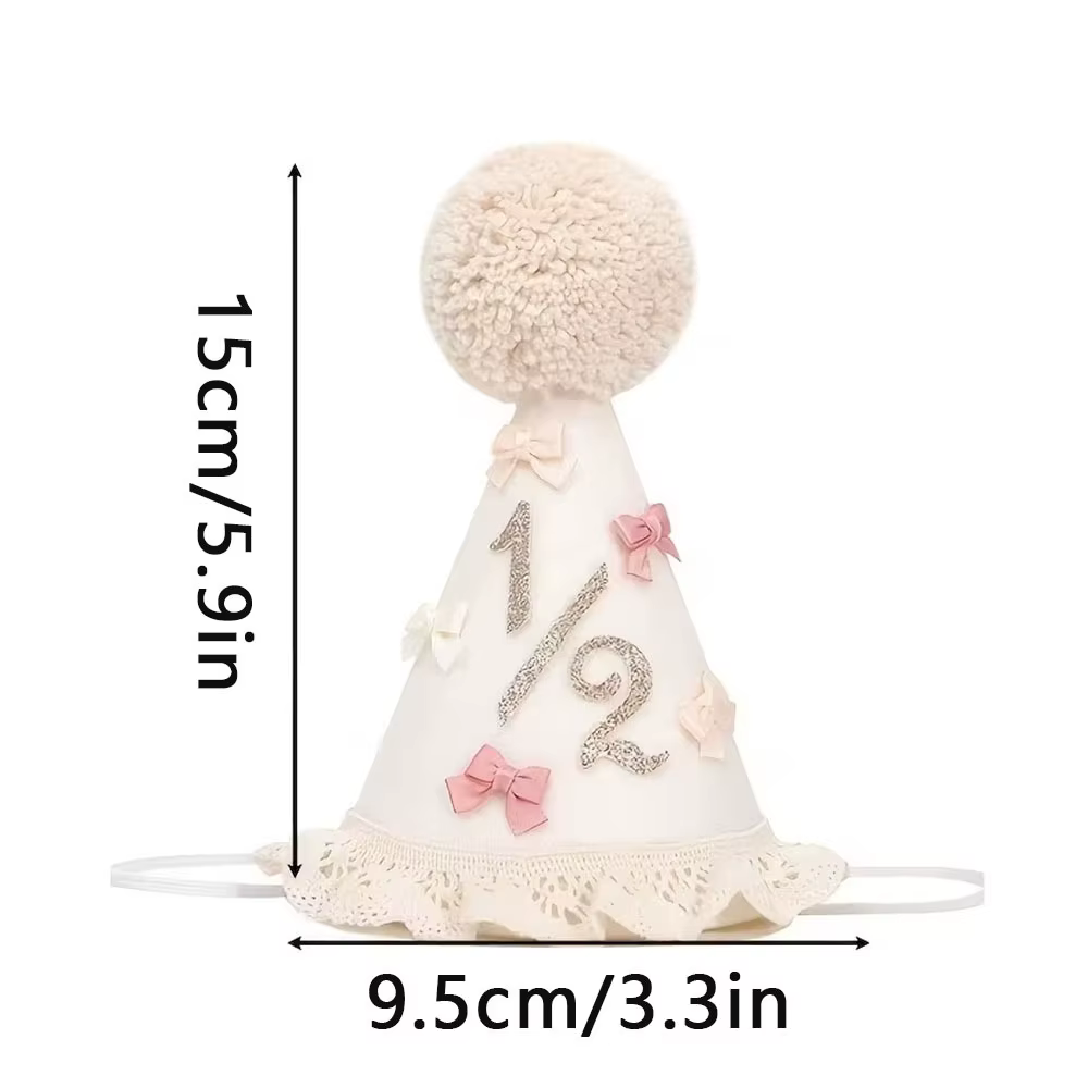 Chapeau d’anniversaire avec nœud – Couronne Boho pour premier demi-anniversaire