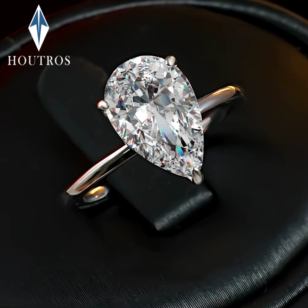 Bagues Moissanite couleur D coupe poire 1-4 Carat