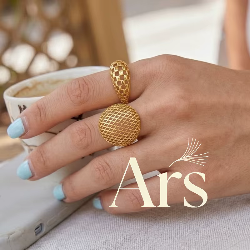 Bague creuse en maille plaquée or 18 carats pour femme