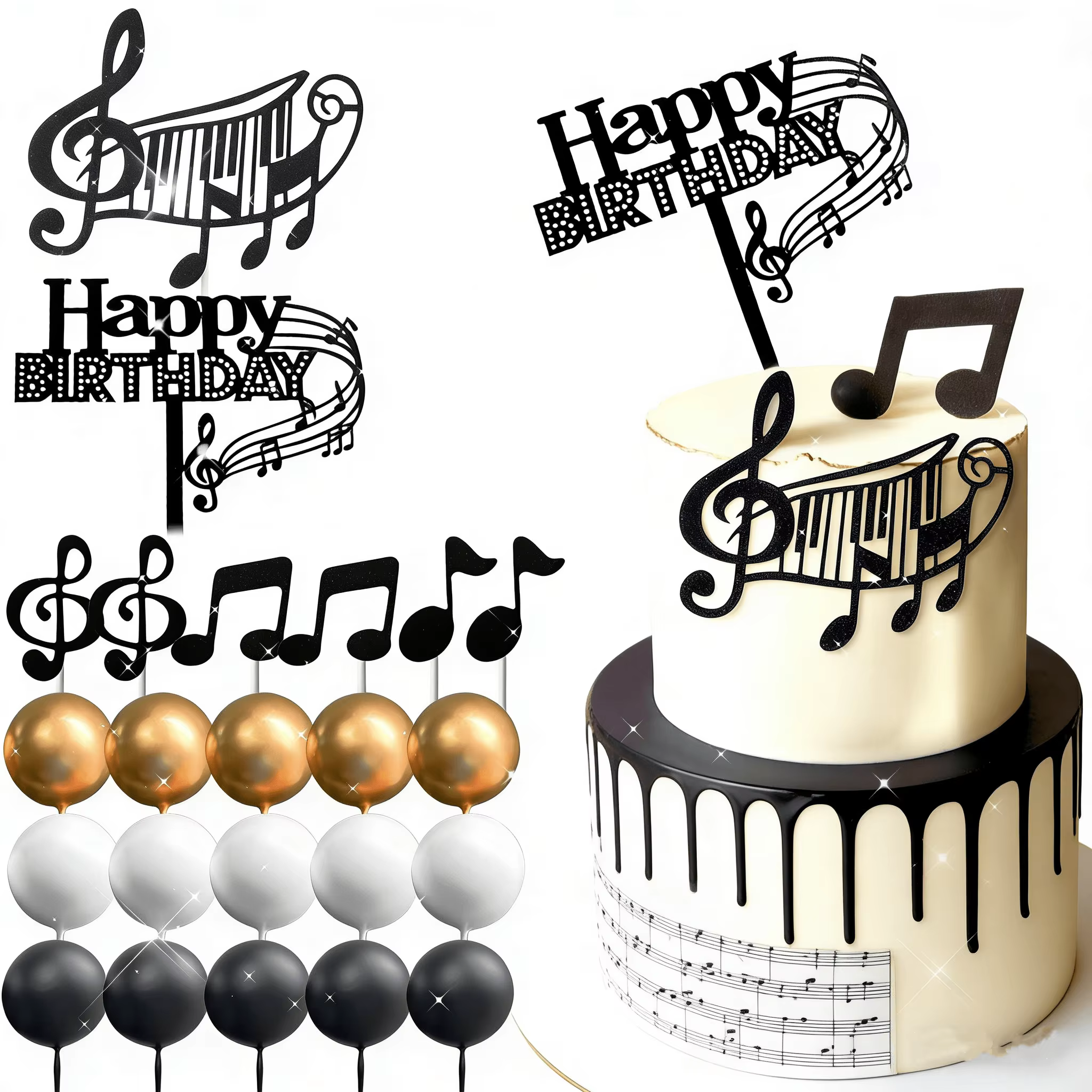 Boule Disco musique gâteau Topper guitare