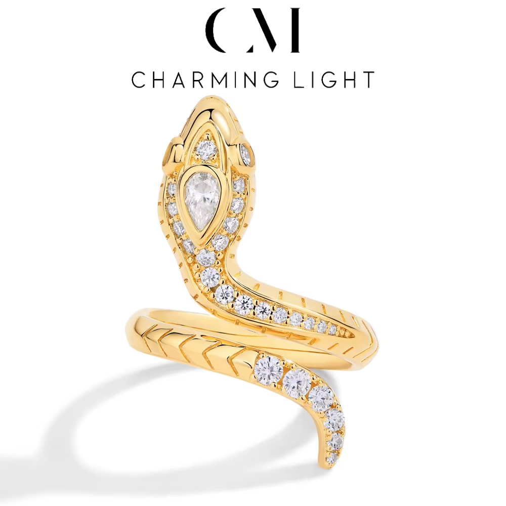 Bagues en diamant Moissanite personnalisées charmantes en forme de serpent, plaqué or jaune argenté S925 pour hommes et femmes, bijoux fins, cadeaux de fête