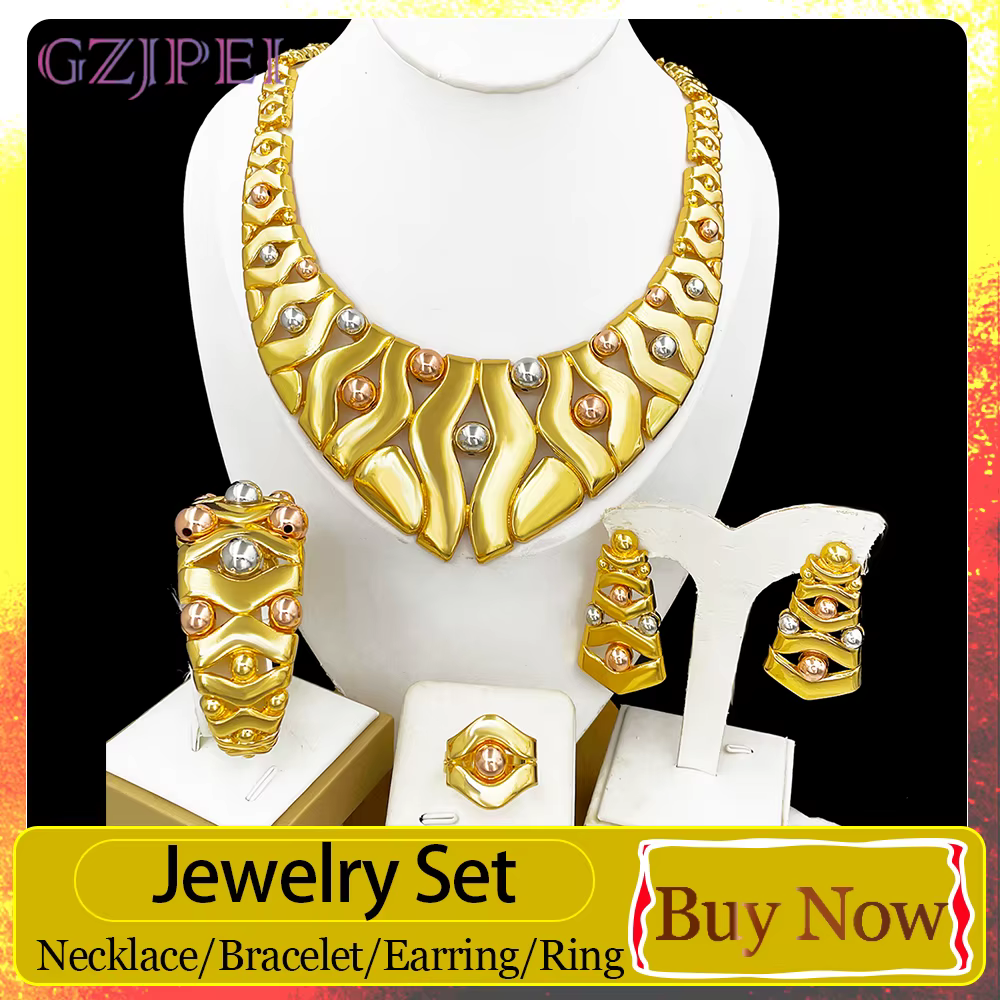 Ensemble de bijoux de luxe GZJPEI 3 tons