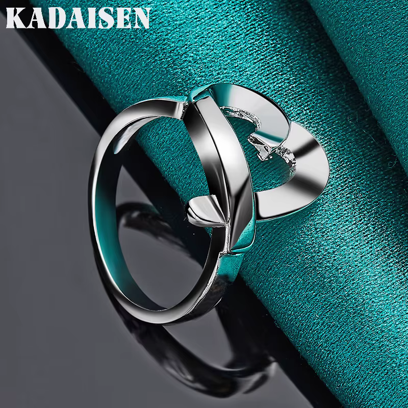 Cœur en argent sterling 925 6-10 # Bague pour femmes