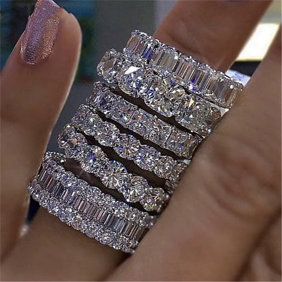 Bague de mariage de luxe Vintage couleur or argent