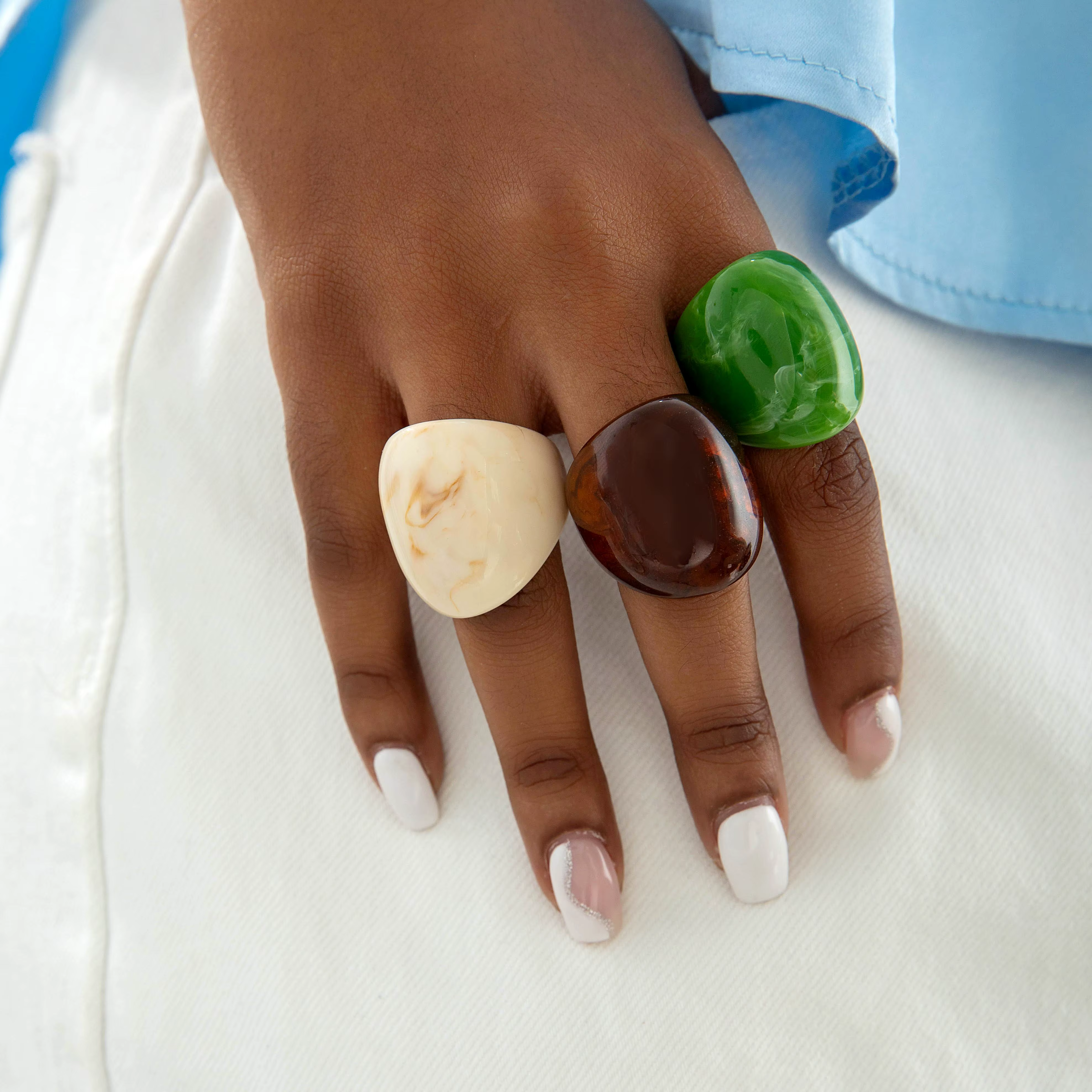Tocona – bague bohème multicolore en acrylique avec bijoux à irrégularités géométriques