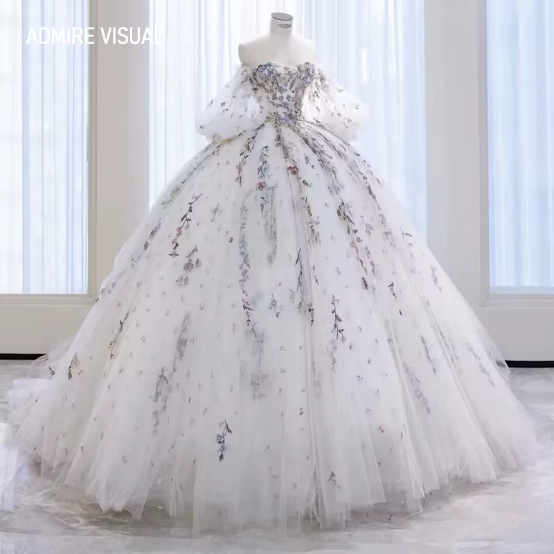 Robe de mariée sans bretelles avec appliques de dentelle sur mesure