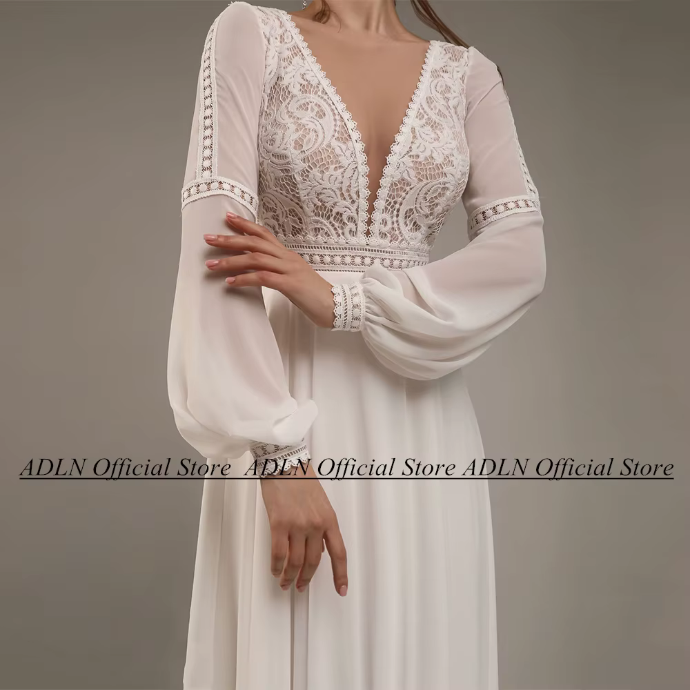 Robe de mariée bohème à manches bouffantes personnalisées