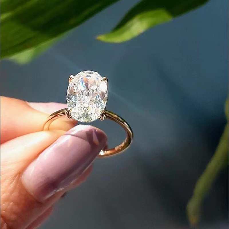 Bague Solitaire de fiançailles en argent Sterling 925