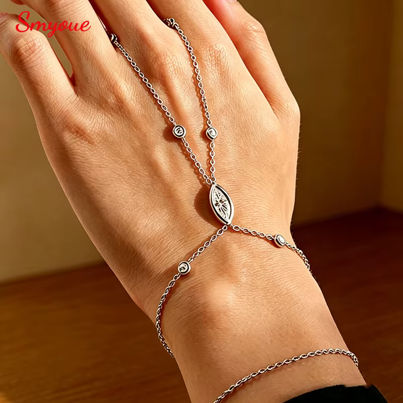 Smyoue Marquise coupe bulles Moissanite Bracelets pour femme réglable 14-19 cm laboratoire cultivé chaîne de diamant pur S925 bijoux en argent