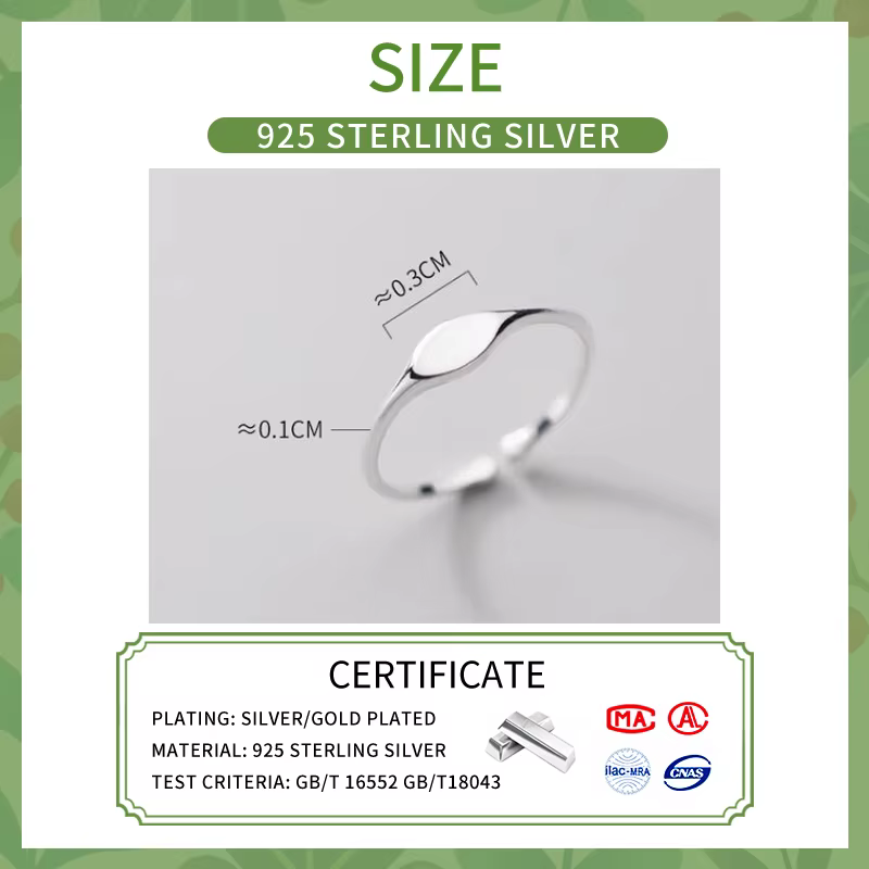 SOFTPIG – bague ovale réglable en argent Sterling 925 véritable pour femmes