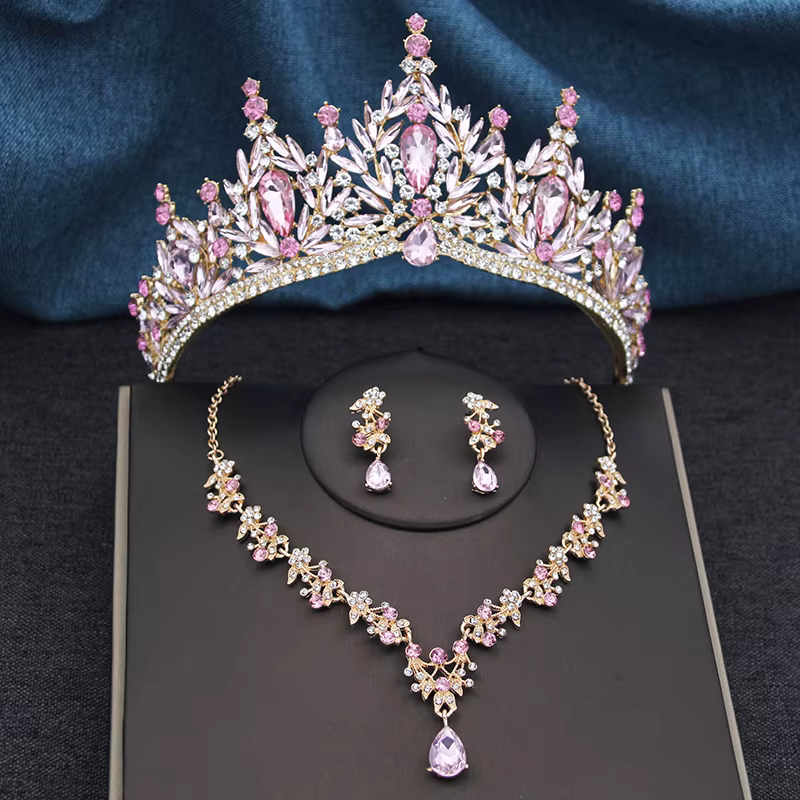 Ensemble de bijoux de mariée couronne de princesse pour femmes